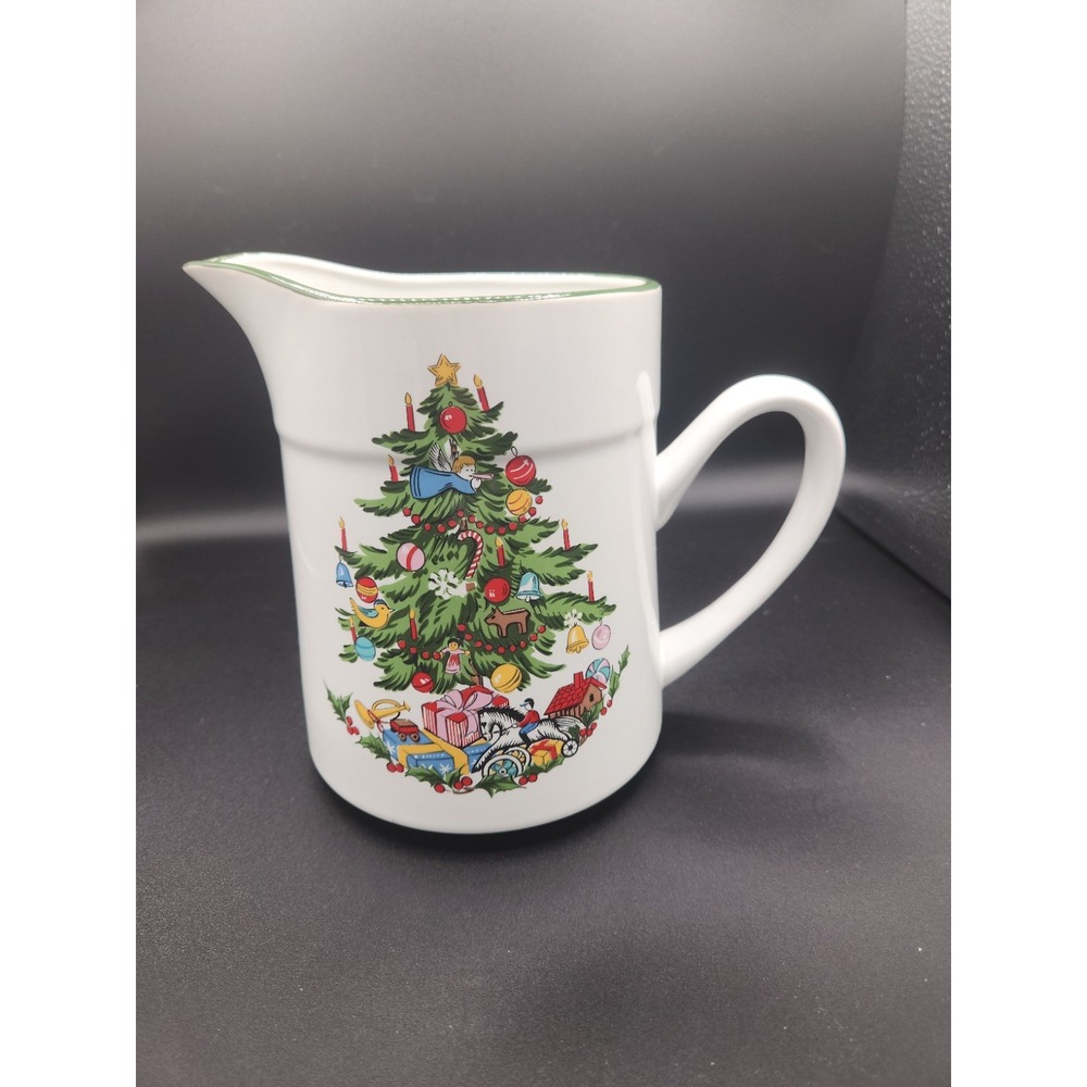 Vintage  Large Stoneware  Christmas Pitcher Christmas Tree‎ Japan 7"